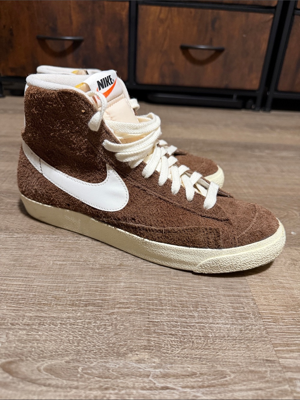 Nike Brown and Cream High-Top Sneakers